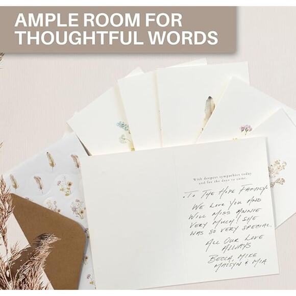 Beautiful Sympathy Cards Set of 20 with Envelopes and Stickers- 6 Designs - Picture 4 of 4